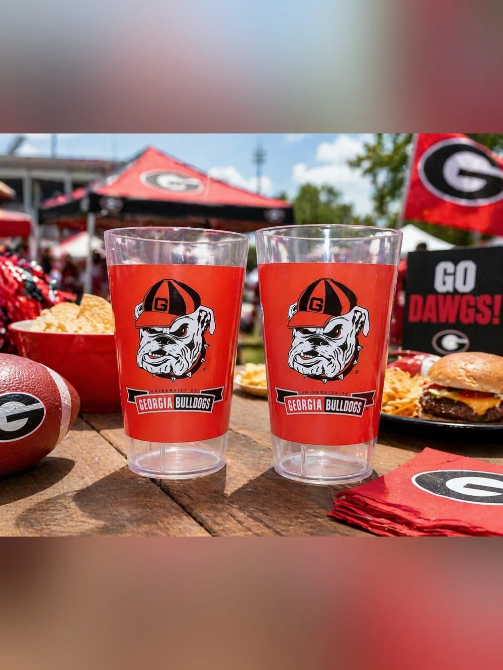 University of Georgia Bulldogs Plastic Tumbler Cups Set of 2 UGA Dawgs Fan Cups